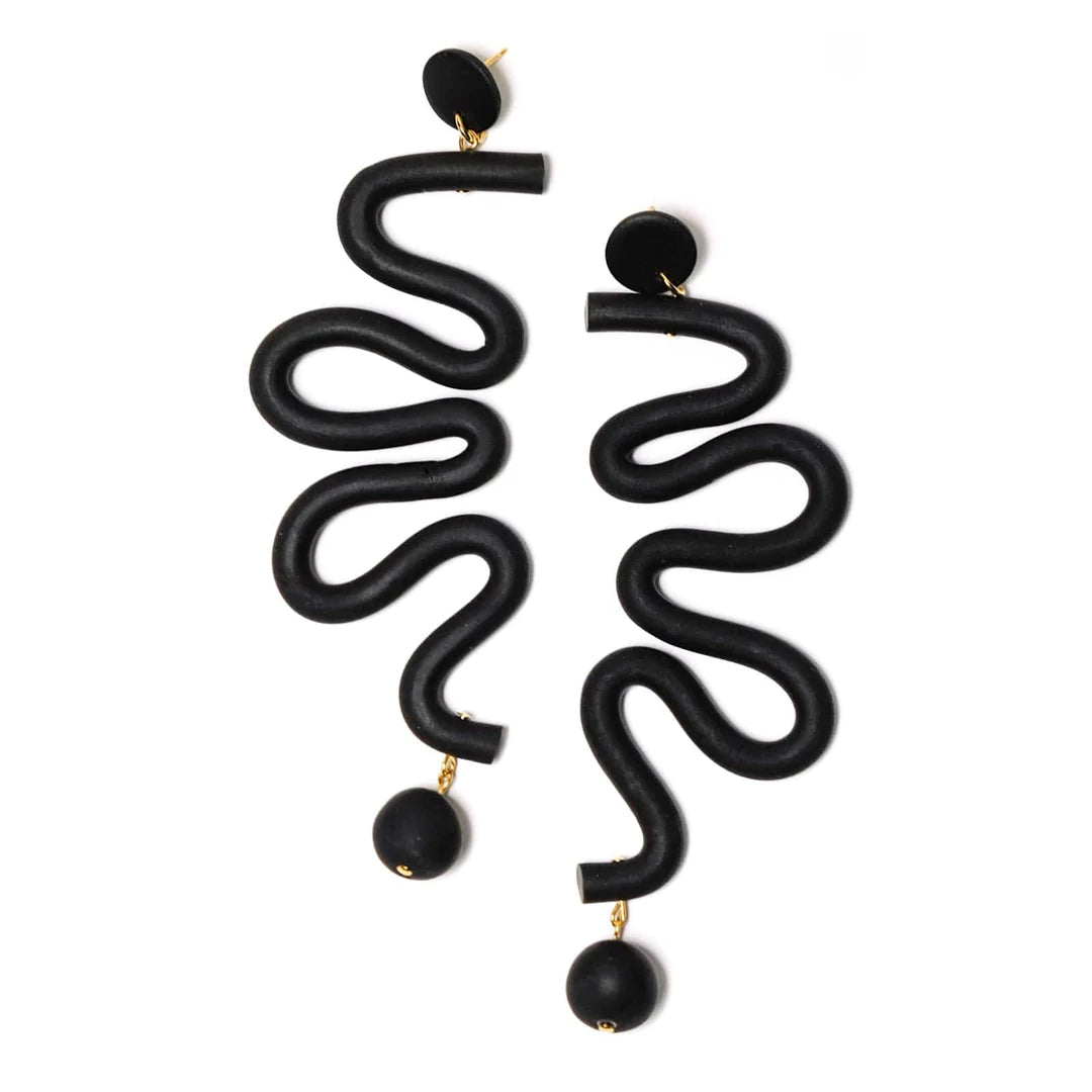 By Chavelli Tube Squiggles Statement Earrings