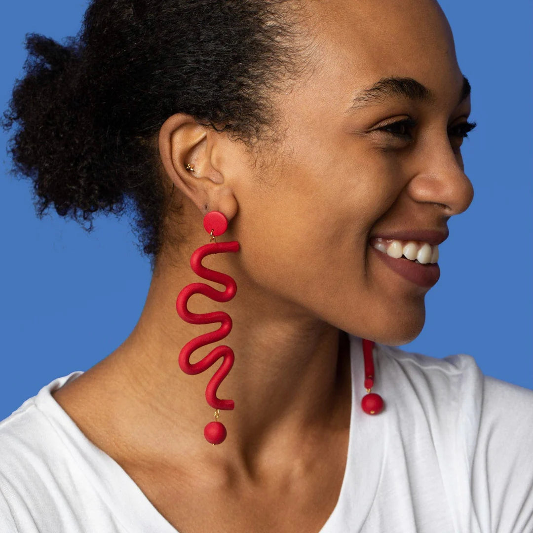 By Chavelli Tube Squiggles Statement Earrings