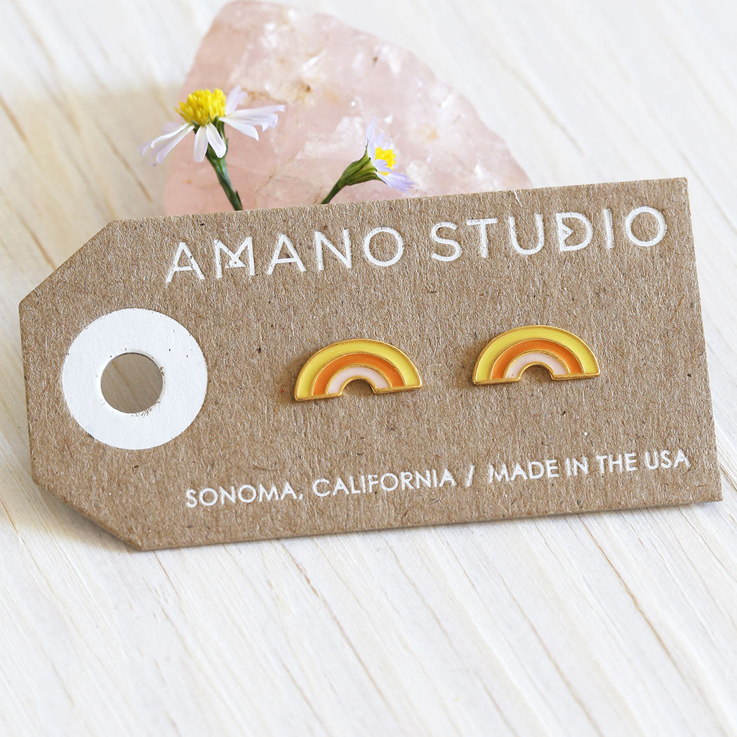 Retro Rainbow Stud Earrings