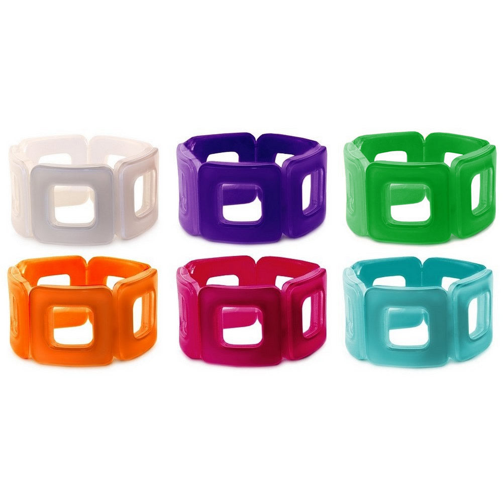 Square Elasticated Resin Pop Bracelet