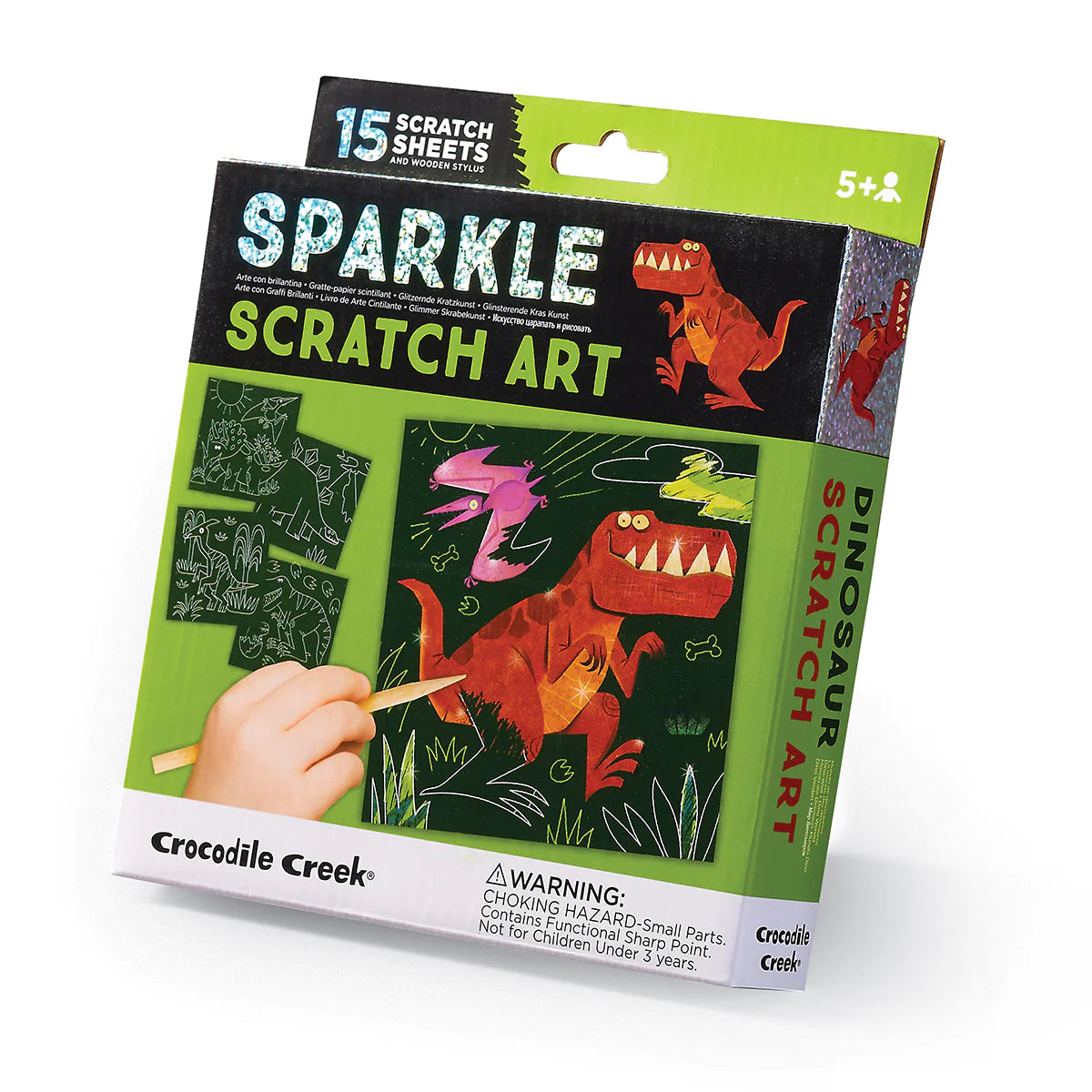 Red Dinosaur Sparkle Scratch Art Set