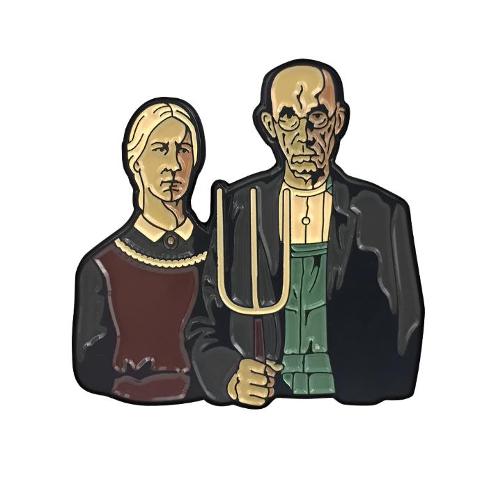 American Gothic Grant Wood Enamel Pin