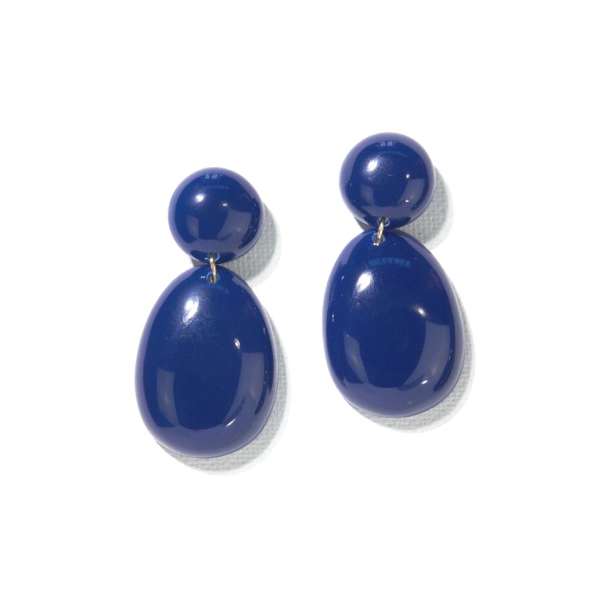 Navy Resin Drop Post Earring