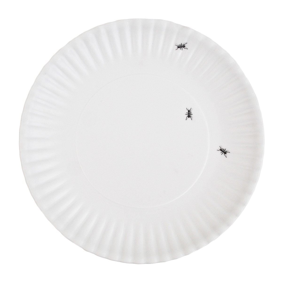 Reusable White Faux Paper Plates with Ants Set of 4