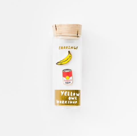 Banana + Soup Can Earrings