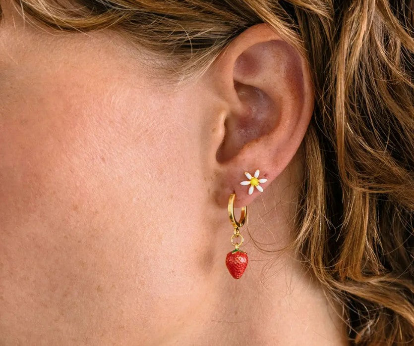 Strawberry Huggie Hoop Earrings