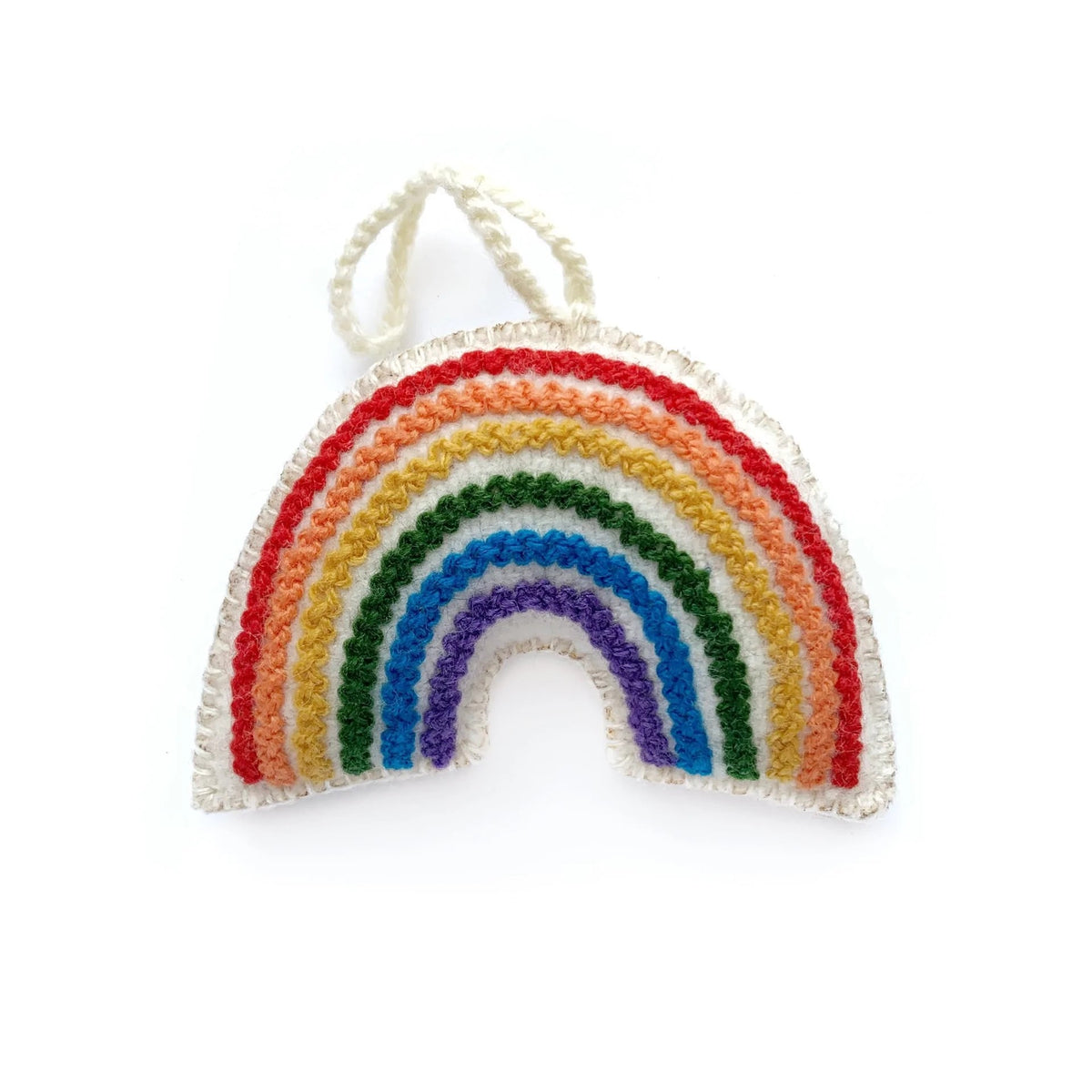 Embroidered Wool Bright Rainbow Ornament