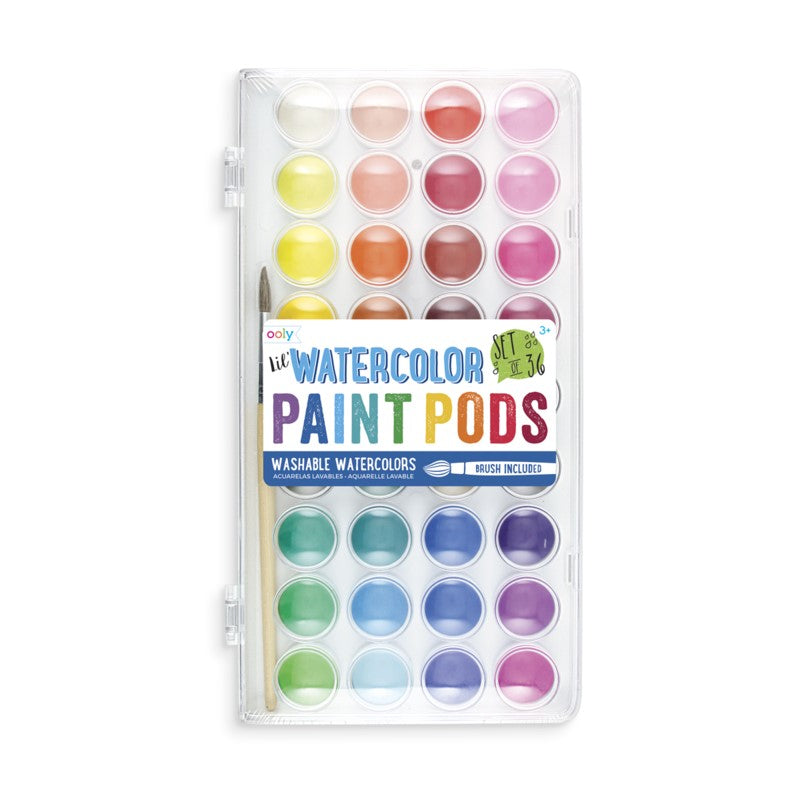 Ensemble de dosettes de peinture aquarelle avec pinceau