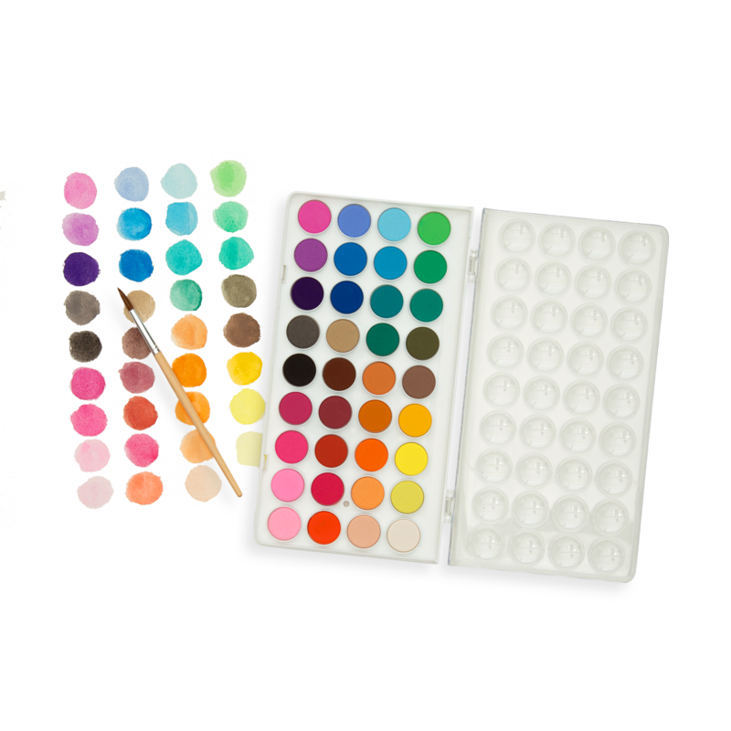 Ensemble de dosettes de peinture aquarelle avec pinceau